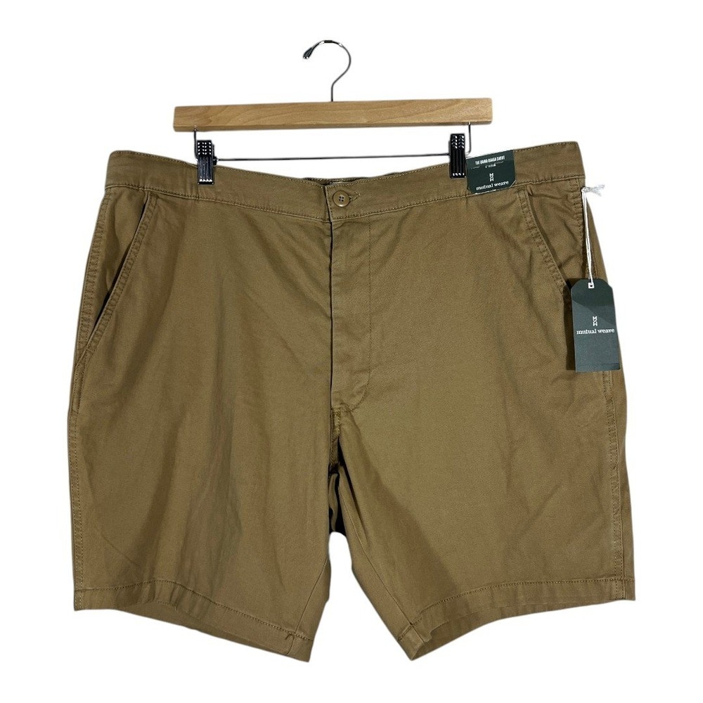NWT Mutual Weave Chino Board Short Solid Khaki Shorts Tan Summer Casual Size 42